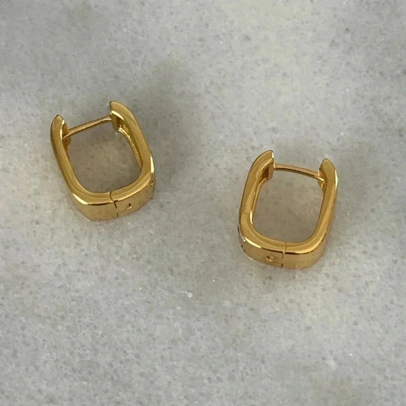 COPY - Gold Crystal Star Burst Colorful Oval Chunky Hoop Huggie Earrings Brand … - Picture 4 of 5